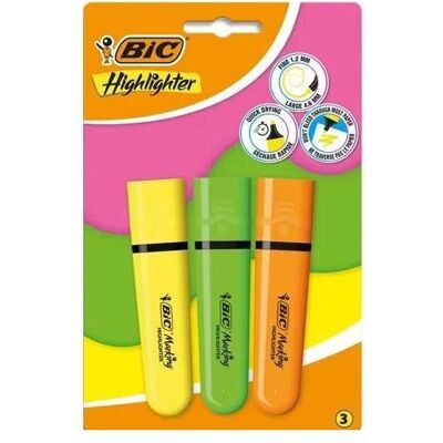 Bic, Marqueur, Textmarker-Mix Neon Highlighter 3 Stück (3x) - Publicité Bic, Marqueur, Textmarker-Mix Neon Highlighter 3 Stück (3x) - Publicité