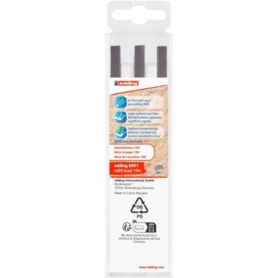 Edding, Marqueur, 10 Garphit Pack de 6 pointes de rechange 4-8891-6097 Noir 1 kit (6x) - Publicité Edding, Marqueur, 10 Garphit Pack de 6 pointes de rechange 4-8891-6097 Noir 1 kit (6x) - Publicité