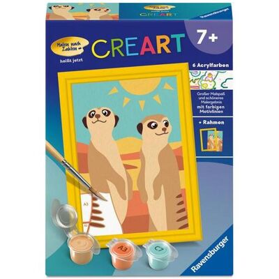 Ravensburger CreArt, Malen nach Zahlen Kinder - Neugierige Erdmännchen - Publicité Ravensburger CreArt, Malen nach Zahlen Kinder - Neugierige Erdmännchen - Publicité