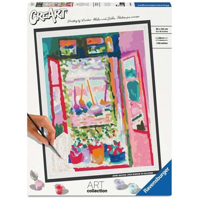 Ravensburger CreArt, Malen nach Zahlen Art Collection - Henri Matisse: Offenes Fenster in Collioure - Publicité Ravensburger CreArt, Malen nach Zahlen Art Collection - Henri Matisse: Offenes Fenster in Collioure - Publicité