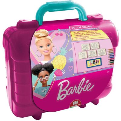 Multiprint, Tampon encreur, Barbie Valise de voyage pour tampons et peinture - Publicité Multiprint, Tampon encreur, Barbie Valise de voyage pour tampons et peinture - Publicité