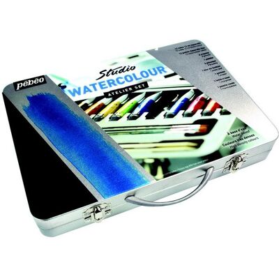 Pebeo, Peinture loisirs créatifs, aquarelle Fine Coffret Atelier metal (12 ml) - Publicité Pebeo, Peinture loisirs créatifs, aquarelle Fine Coffret Atelier metal (12 ml) - Publicité