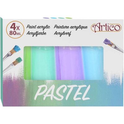Artico, Peinture loisirs créatifs, - Set Pastell-Acrylfarben in Tuben 80 ml 4 Farben (2er-Set) (80 ml) - Publicité Artico, Peinture loisirs créatifs, - Set Pastell-Acrylfarben in Tuben 80 ml 4 Farben (2er-Set) (80 ml) - Publicité