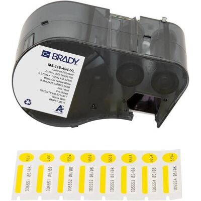 Brady, Rouleau d’étiquettes, M5-118-494-YL, polyester, noir sur jaune/blanc, brillant, 25,40 x 9,53 mm, étiquette de plafond ⌀ - Publicité Brady, Rouleau d’étiquettes, M5-118-494-YL, polyester, noir sur jaune/blanc, brillant, 25,40 x 9,53 mm, étiquette de plafond ⌀ - Publicité