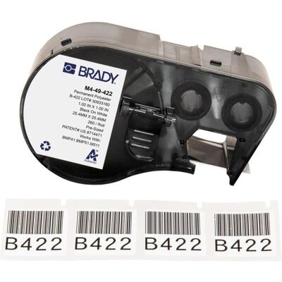 Brady, Rouleau d’étiquettes, M4-49-422, polyester, noir sur blanc, brillant, 25.40 x 25.40 mm, permanent (260 E.) - Publicité Brady, Rouleau d’étiquettes, M4-49-422, polyester, noir sur blanc, brillant, 25.40 x 25.40 mm, permanent (260 E.) - Publicité
