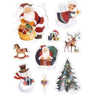 Teka, Autocollants, Weihnachts-Glitzer-Gel-Aufkleber, 9 Stück (9 Autocollants) - Publicité Teka, Autocollants, Weihnachts-Glitzer-Gel-Aufkleber, 9 Stück (9 Autocollants) - Publicité