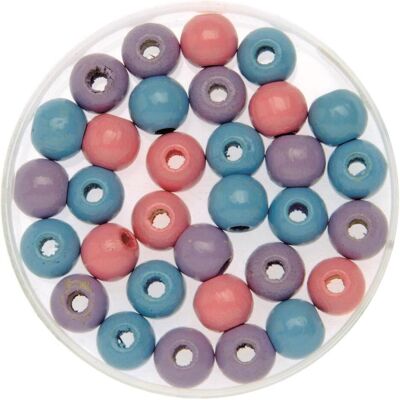 Glorex Perles bois 8mm 80pcs rose/lilas/bleu clair FSC - Publicité Glorex Perles bois 8mm 80pcs rose/lilas/bleu clair FSC - Publicité
