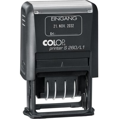 Colop, Tampon encreur, Datumstempel mit Text "Eingang" Printer S 260/L1 N selbstfärbend blau, rot blau/rot ohne Logo - Publicité Colop, Tampon encreur, Datumstempel mit Text "Eingang" Printer S 260/L1 N selbstfärbend blau, rot blau/rot ohne Logo - Publicité