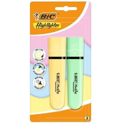 Bic, Marqueur, Textmarker gelb und grün 2 Stück (2x) - Publicité Bic, Marqueur, Textmarker gelb und grün 2 Stück (2x) - Publicité