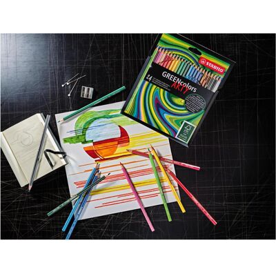 Stabilo Greencolors Arty Crayons de couleur - Boîte de 24 - Publicité Stabilo Greencolors Arty Crayons de couleur - Boîte de 24 - Publicité