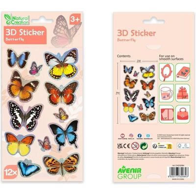 Avenir, Autocollants, 3D-Aufkleber - Schmetterling (12 Autocollants) - Publicité Avenir, Autocollants, 3D-Aufkleber - Schmetterling (12 Autocollants) - Publicité