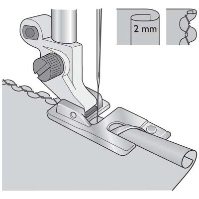 Husqvarna Pied ourleur pour couture en coquille de 2 mm, Accessoires de couture - Publicité Husqvarna Pied ourleur pour couture en coquille de 2 mm, Accessoires de couture - Publicité