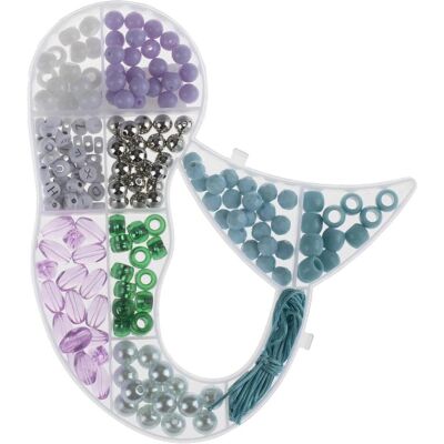 Glorex Set de perles sirène en plastique, env. 265 pièces, multicolore - Publicité Glorex Set de perles sirène en plastique, env. 265 pièces, multicolore - Publicité