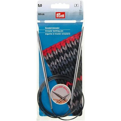 Prym Aiguilles circulaires en laiton, argent 5.00 mm, 100 cm, sachet, Aiguille, Argent - Publicité Prym Aiguilles circulaires en laiton, argent 5.00 mm, 100 cm, sachet, Aiguille, Argent - Publicité