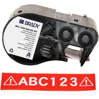 Brady, Rouleau d’étiquettes, M4C-1000-595-RD-WT, Vinyle, blanc sur rouge, 25.40 mm x 7.62 m, permanent, continu (25.40 mm) - Publicité Brady, Rouleau d’étiquettes, M4C-1000-595-RD-WT, Vinyle, blanc sur rouge, 25.40 mm x 7.62 m, permanent, continu (25.40 mm) - Publicité