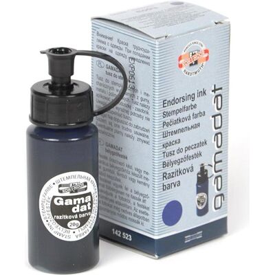 Koh-i-Noor, Tampon encreur, Stempelfarbe "GAMADAT" Blau, 20 ml PVC- Flasche - Publicité Koh-i-Noor, Tampon encreur, Stempelfarbe "GAMADAT" Blau, 20 ml PVC- Flasche - Publicité