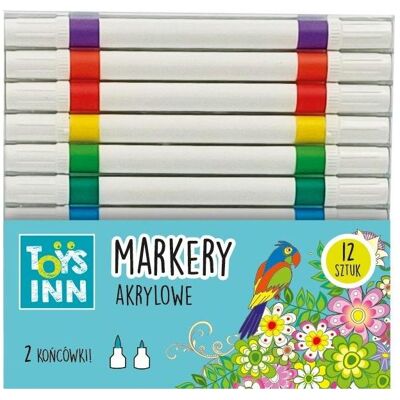 Set de Marqueurs Acryliques Stnux - 12 Pièces avec 2 Pointes - Publicité Set de Marqueurs Acryliques Stnux - 12 Pièces avec 2 Pointes - Publicité