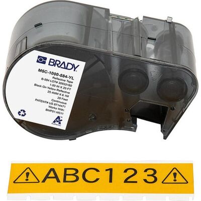 Brady, Rouleau d’étiquettes, M5C-1000-584-YL, bande vinyle réfléchissante, noir sur jaune, 25.40 mm x 6.10 m, permanent (25.40 mm) - Publicité Brady, Rouleau d’étiquettes, M5C-1000-584-YL, bande vinyle réfléchissante, noir sur jaune, 25.40 mm x 6.10 m, permanent (25.40 mm) - Publicité