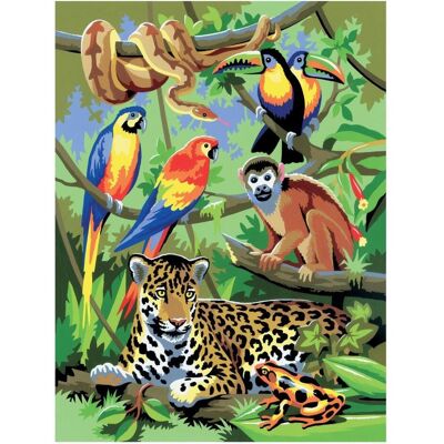Pracht Peinture par numéros - Junior "Jungle", tableau DIY d'environ 33 x 24 cm, y compris 7 couleurs - Publicité Pracht Peinture par numéros - Junior "Jungle", tableau DIY d'environ 33 x 24 cm, y compris 7 couleurs - Publicité