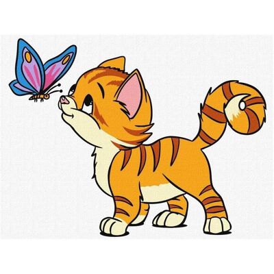 Norimpex Malen nach Zahlen - Katze und Schmetterling - Publicité Norimpex Malen nach Zahlen - Katze und Schmetterling - Publicité