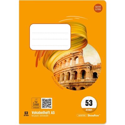 Ursus, Cahier + bloc-notes, Cahier de vocabulaire A5 (A5, À rayures, Couverture souple) - Publicité Ursus, Cahier + bloc-notes, Cahier de vocabulaire A5 (A5, À rayures, Couverture souple) - Publicité