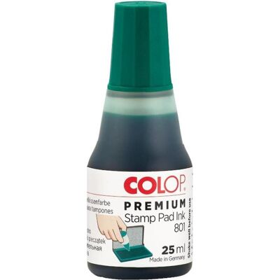Colop, Tampon encreur, Encre pour tampons 801, 25 ml, vert - Publicité Colop, Tampon encreur, Encre pour tampons 801, 25 ml, vert - Publicité