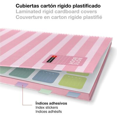 Miquelrius, Cahier + bloc-notes, Notizbuch A5 80 SQU BETWEEN THE LINES pink (A5, Pointillés) - Publicité Miquelrius, Cahier + bloc-notes, Notizbuch A5 80 SQU BETWEEN THE LINES pink (A5, Pointillés) - Publicité