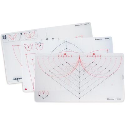 Husqvarna Set de pochoirs avec des variations de tulipes, de coeurs et de feuilles, Accessoires de couture - Publicité Husqvarna Set de pochoirs avec des variations de tulipes, de coeurs et de feuilles, Accessoires de couture - Publicité