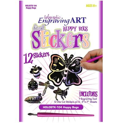 Pracht, Autocollants, Autocollants à gratter Happy Bugs Hologramme 14x20,3cm 12 pièces (12 Autocollants) - Publicité Pracht, Autocollants, Autocollants à gratter Happy Bugs Hologramme 14x20,3cm 12 pièces (12 Autocollants) - Publicité