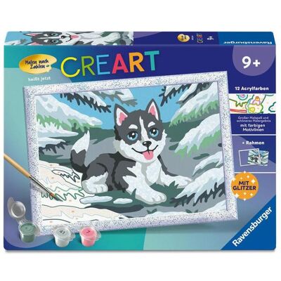 Ravensburger CreArt, Malen nach Zahlen Kinder - Frecher Husky - Publicité Ravensburger CreArt, Malen nach Zahlen Kinder - Frecher Husky - Publicité