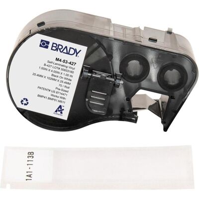 Brady, Rouleau d’étiquettes, M4-53-427, vinyle auto-laminant, blanc/transparent, 25.40 x 25.40(101.60) mm, permanent (25.40 mm) - Publicité Brady, Rouleau d’étiquettes, M4-53-427, vinyle auto-laminant, blanc/transparent, 25.40 x 25.40(101.60) mm, permanent (25.40 mm) - Publicité