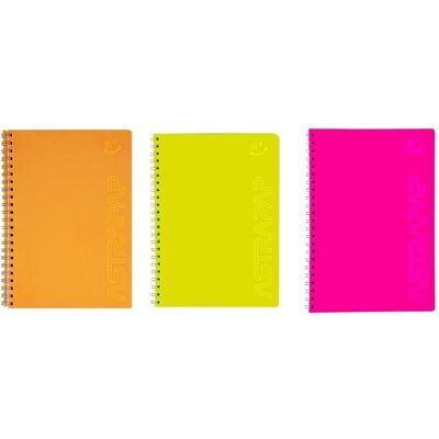 Astra, Cahier + bloc-notes, Spiralnotizbuch A5/80K Fluo ASTRA-Linie (A5, À rayures) - Publicité Astra, Cahier + bloc-notes, Spiralnotizbuch A5/80K Fluo ASTRA-Linie (A5, À rayures) - Publicité