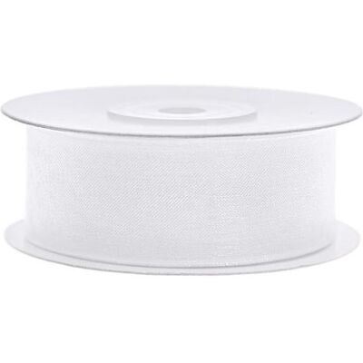 Partydeco Chiffon Ribbon, white, 25mm/25m (1 pc. / 25 lm) (1 pcs) - Publicité Partydeco Chiffon Ribbon, white, 25mm/25m (1 pc. / 25 lm) (1 pcs) - Publicité
