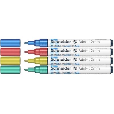 Schneider, Marqueur, Marqueur métallique Paint-It 011 2mm 4er Set 2 (4x) - Publicité Schneider, Marqueur, Marqueur métallique Paint-It 011 2mm 4er Set 2 (4x) - Publicité