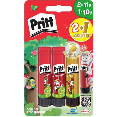 PRITT 9HPBS3B - Stick de colle, Original, 2x 11g, 1x 10g bleu - Stick de colle - Publicité PRITT 9HPBS3B - Stick de colle, Original, 2x 11g, 1x 10g bleu - Stick de colle - Publicité