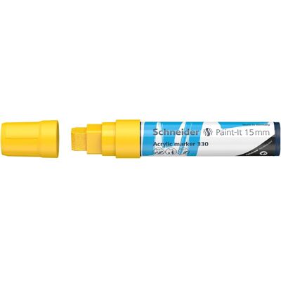 Schneider, Marqueur, Marqueur acrylique Paint-It 330 15mm jaune (1x) - Publicité Schneider, Marqueur, Marqueur acrylique Paint-It 330 15mm jaune (1x) - Publicité