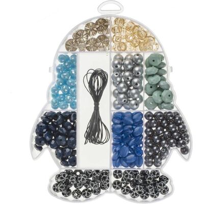 Glorex Set de perles pingouin plastique, env. 395 pcs, 100g, bleu - Publicité Glorex Set de perles pingouin plastique, env. 395 pcs, 100g, bleu - Publicité
