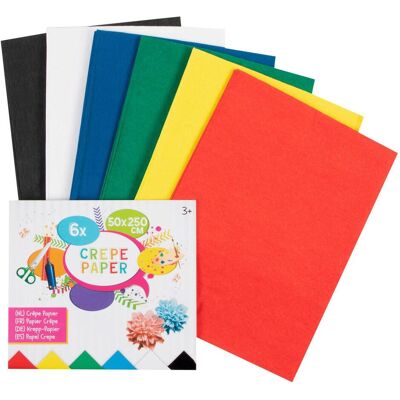 Grafix Papier crêpe 6 couleurs, 50x250cm - Publicité Grafix Papier crêpe 6 couleurs, 50x250cm - Publicité