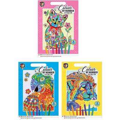 Grafix Peinture par numéros Animal avec 8 crayons de couleur - Publicité Grafix Peinture par numéros Animal avec 8 crayons de couleur - Publicité