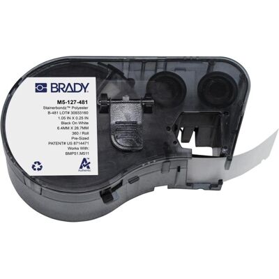 Brady, Rouleau d’étiquettes, M5-127-481, polyester, noir sur blanc, mat, 26.67 x 6.35 mm, permanent (360 E.) (26.67 mm) - Publicité Brady, Rouleau d’étiquettes, M5-127-481, polyester, noir sur blanc, mat, 26.67 x 6.35 mm, permanent (360 E.) (26.67 mm) - Publicité