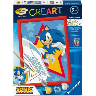 Ravensburger CreArt, Malen nach Zahlen Kinder Sonic the Hedgehog - Rasender Sonic - Publicité Ravensburger CreArt, Malen nach Zahlen Kinder Sonic the Hedgehog - Rasender Sonic - Publicité