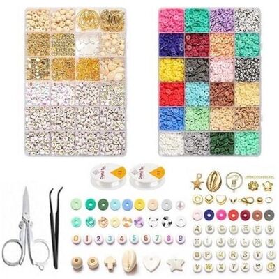 Kit de perles DIY KREA - 6000 pièces - Fournitures de bijoux bohèmes / argile artistique - Publicité Kit de perles DIY KREA - 6000 pièces - Fournitures de bijoux bohèmes / argile artistique - Publicité