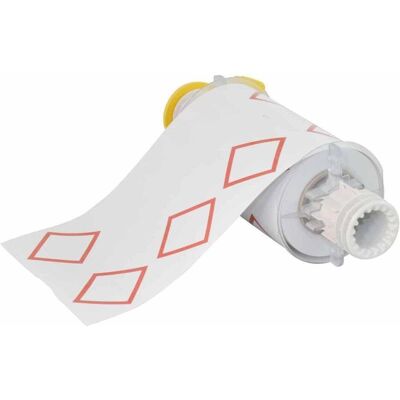 Brady, Rouleau d’étiquettes, B85-155x210-7569-CLP4A, vinyle, blanc, brillant, 154.90 x 210.82 mm, mise en page L4A (4 losanges (209.98 mm) - Publicité Brady, Rouleau d’étiquettes, B85-155x210-7569-CLP4A, vinyle, blanc, brillant, 154.90 x 210.82 mm, mise en page L4A (4 losanges (209.98 mm) - Publicité
