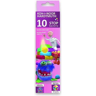 Koh-i-Noor, Peinture loisirs créatifs, Pâte à modeler « Stop Bacteria » – 10 couleurs – 200 g – Antibactérienne - Publicité Koh-i-Noor, Peinture loisirs créatifs, Pâte à modeler « Stop Bacteria » – 10 couleurs – 200 g – Antibactérienne - Publicité