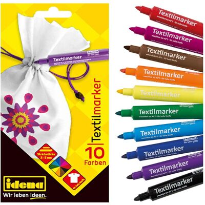 Marqueur Textile Idena - 61044 - Multicolore pour Tissus Légers - Publicité Marqueur Textile Idena - 61044 - Multicolore pour Tissus Légers - Publicité