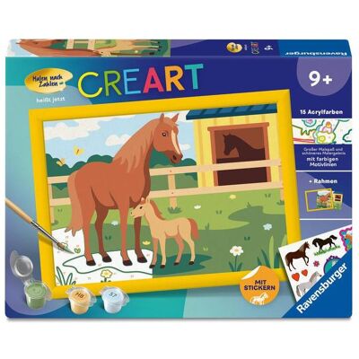 Ravensburger CreArt, Malen nach Zahlen Kinder - Pferdemama und Fohlen - Publicité Ravensburger CreArt, Malen nach Zahlen Kinder - Pferdemama und Fohlen - Publicité