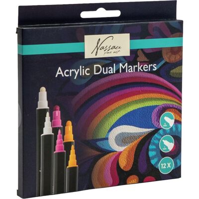 Grafix, Marqueur, Nassau Acrylmarker mit Doppelspitze – 12er-Pack (12x) - Publicité Grafix, Marqueur, Nassau Acrylmarker mit Doppelspitze – 12er-Pack (12x) - Publicité