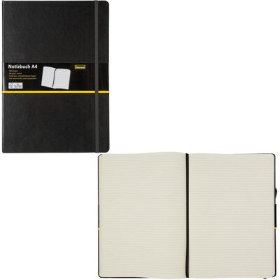 Idena, Cahier + bloc-notes, Carnet de notes A4 ligné noir FSC-Mix (A4, À rayures, Couverture souple) - Publicité Idena, Cahier + bloc-notes, Carnet de notes A4 ligné noir FSC-Mix (A4, À rayures, Couverture souple) - Publicité