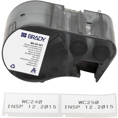 Brady, Rouleau d’étiquettes, M5-20-351, vinyle infalsifiable, 25.40 x 50.80 mm, noir sur blanc (160 U.) - Publicité Brady, Rouleau d’étiquettes, M5-20-351, vinyle infalsifiable, 25.40 x 50.80 mm, noir sur blanc (160 U.) - Publicité
