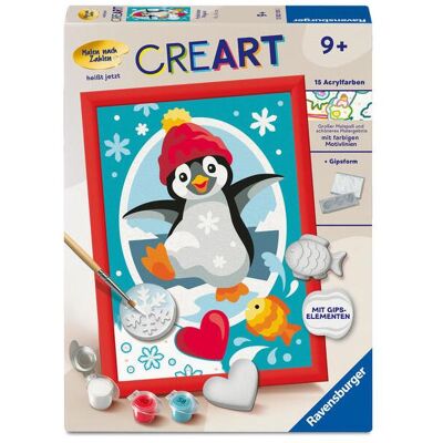 Ravensburger CreArt, Malen nach Zahlen mit Gips giessen - Fröhlicher Pinguin - Publicité Ravensburger CreArt, Malen nach Zahlen mit Gips giessen - Fröhlicher Pinguin - Publicité